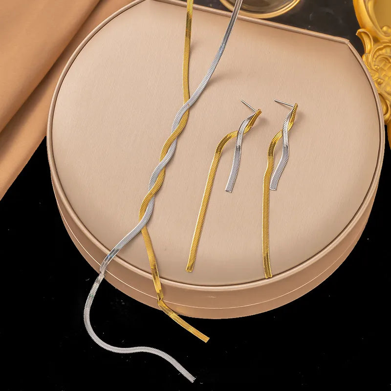 Wholesale Jewelry Retro Flower 304 Stainless Steel Acrylic Artificial Rhinestones Resin 18K Gold Plated PVD Coated Plating Micro Super Whisper Thin Chain Earrings Necklace