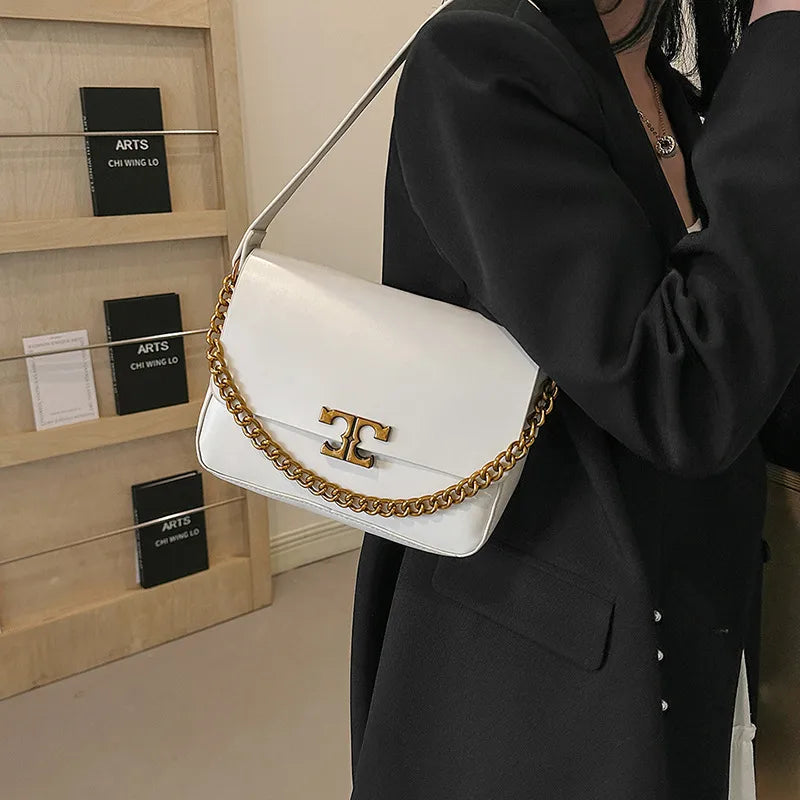 Women's Small PU Solid Color Streetwear Sewing Thread Square Flip Cover Square Bag