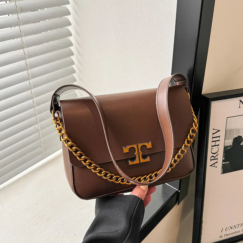 Women's Small PU Solid Color Streetwear Sewing Thread Square Flip Cover Square Bag