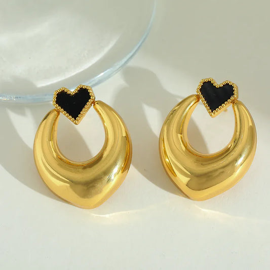 1 Pair Casual Cute Basic U Shape Heart Shape Plating Inlay 304 Stainless Steel Acrylic 18K Gold Plated Ear Studs