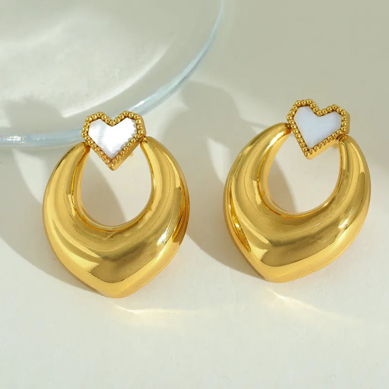 1 Pair Casual Cute Basic U Shape Heart Shape Plating Inlay 304 Stainless Steel Acrylic 18K Gold Plated Ear Studs