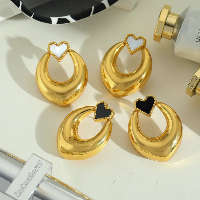 1 Pair Casual Cute Basic U Shape Heart Shape Plating Inlay 304 Stainless Steel Acrylic 18K Gold Plated Ear Studs