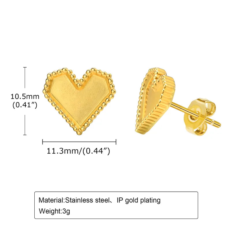 1 Pair Casual Elegant Lady Heart Shape Plating 304 Stainless Steel 18K Gold Plated Ear Studs
