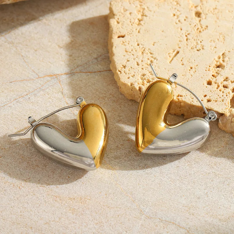 1 Pair Casual Elegant Simple Style Irregular Geometric Heart Shape Mixed Metal Plating 304 Stainless Steel 18K Gold Plated Ear Studs