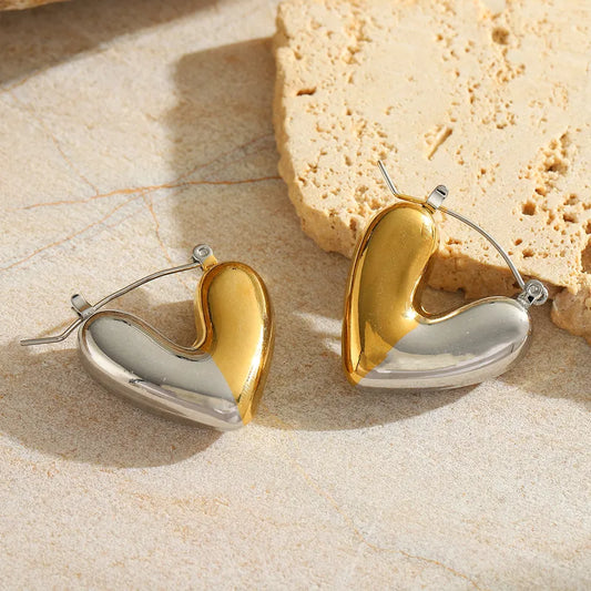 1 Pair Casual Elegant Simple Style Irregular Geometric Heart Shape Mixed Metal Plating 304 Stainless Steel 18K Gold Plated Ear Studs