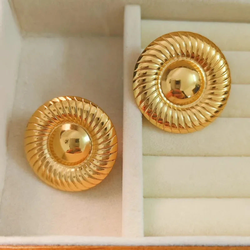 1 Pair Casual Geometric Polishing Plating 304 Stainless Steel Natural Stone 18K Gold Plated Butterfly Backs Ear Studs