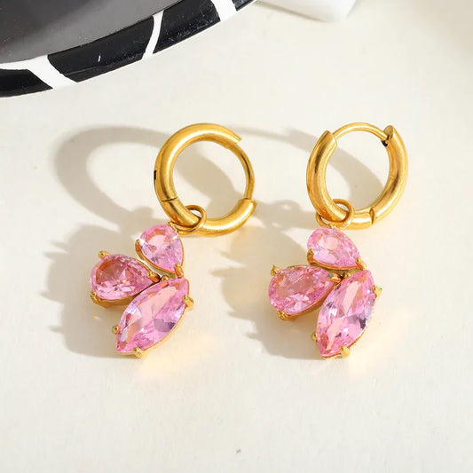 1 Pair Casual Simple Style Artistic Irregular Geometric Plating Inlay 304 Stainless Steel Zircon 18K Gold Plated Drop Earrings Earrings