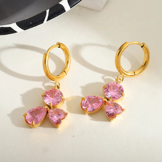 1 Pair Casual Simple Style Artistic Irregular Geometric Plating Inlay 304 Stainless Steel Zircon 18K Gold Plated Drop Earrings Earrings