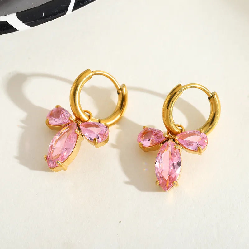 1 Pair Casual Simple Style Artistic Irregular Geometric Plating Inlay 304 Stainless Steel Zircon 18K Gold Plated Drop Earrings Earrings