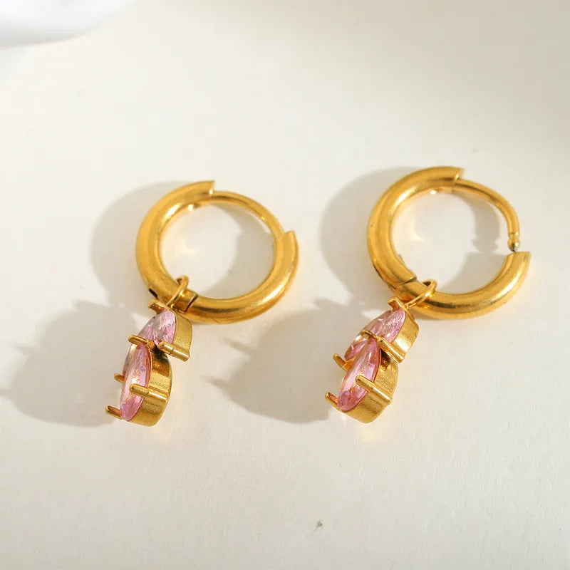 1 Pair Casual Simple Style Artistic Irregular Geometric Plating Inlay 304 Stainless Steel Zircon 18K Gold Plated Drop Earrings Earrings