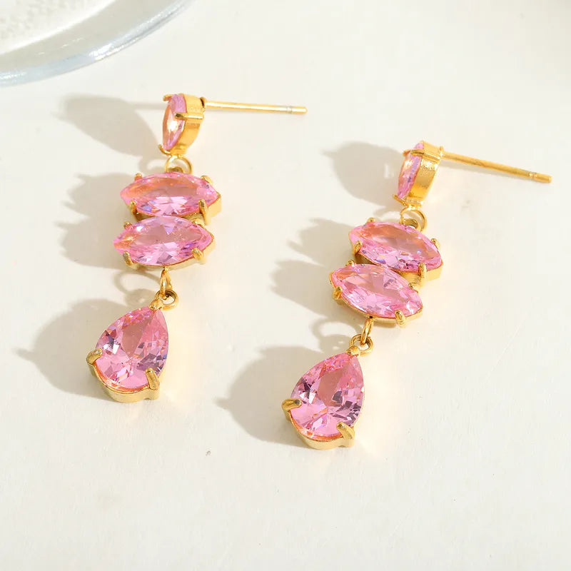 1 Pair Casual Simple Style Artistic Irregular Geometric Plating Inlay 304 Stainless Steel Zircon 18K Gold Plated Ear Studs