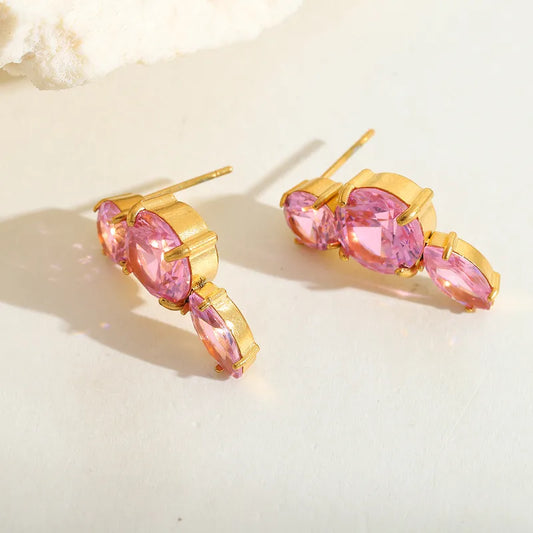 1 Pair Casual Simple Style Artistic Irregular Geometric Plating Inlay 304 Stainless Steel Zircon 18K Gold Plated Ear Studs