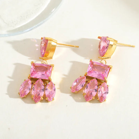 1 Pair Casual Simple Style Artistic Irregular Geometric Plating Inlay 304 Stainless Steel Zircon 18K Gold Plated Ear Studs