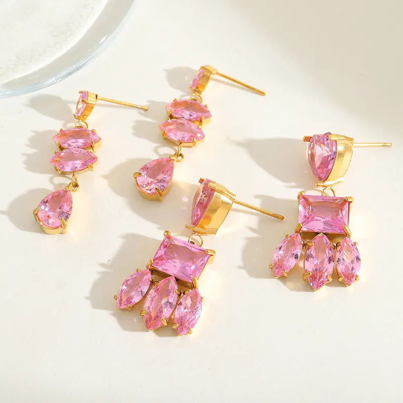 1 Pair Casual Simple Style Artistic Irregular Geometric Plating Inlay 304 Stainless Steel Zircon 18K Gold Plated Ear Studs