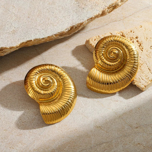 1 Pair Casual Simple Style Commute Conch Plating 304 Stainless Steel 18K Gold Plated Ear Studs