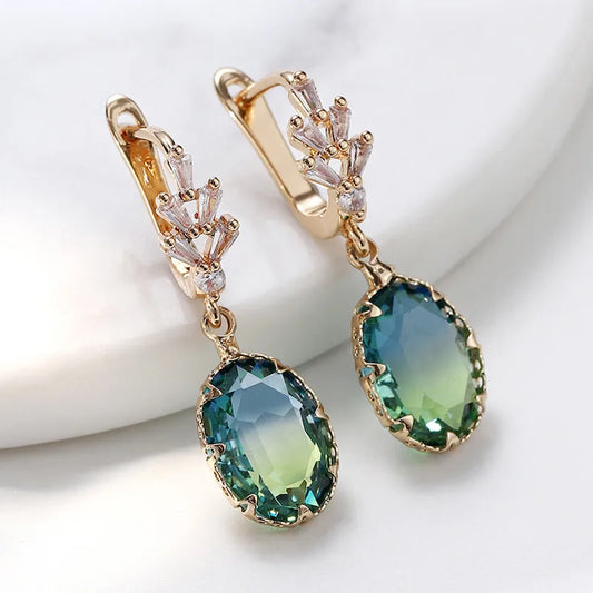 1 Pair Cute Shiny Geometric Inlay Copper Zircon Drop Earrings