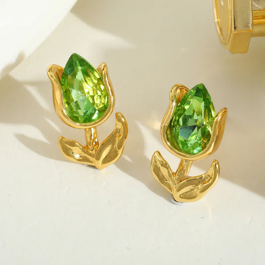 1 Pair Elegant Cute Romantic Geometric Flower Plating Inlay 304 Stainless Steel Zircon 18K Gold Plated Ear Studs