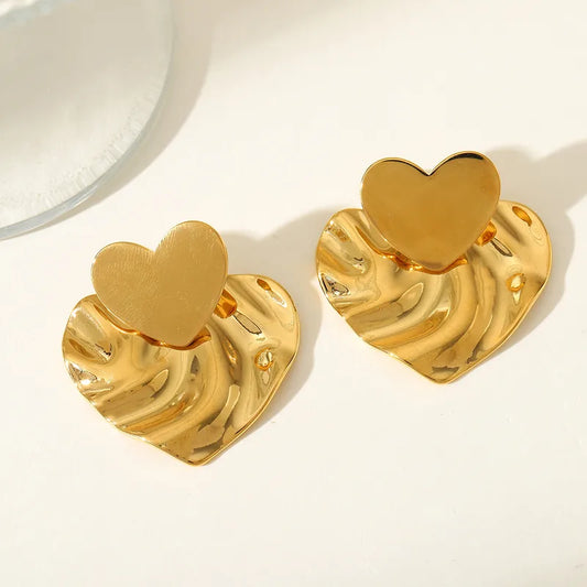 1 Pair Elegant Cute Romantic Heart Shape Plating 304 Stainless Steel 18K Gold Plated Ear Studs
