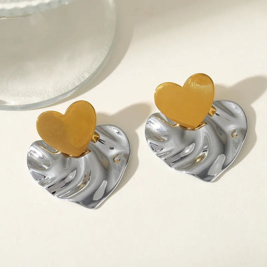 1 Pair Elegant Cute Romantic Heart Shape Plating 304 Stainless Steel 18K Gold Plated Ear Studs