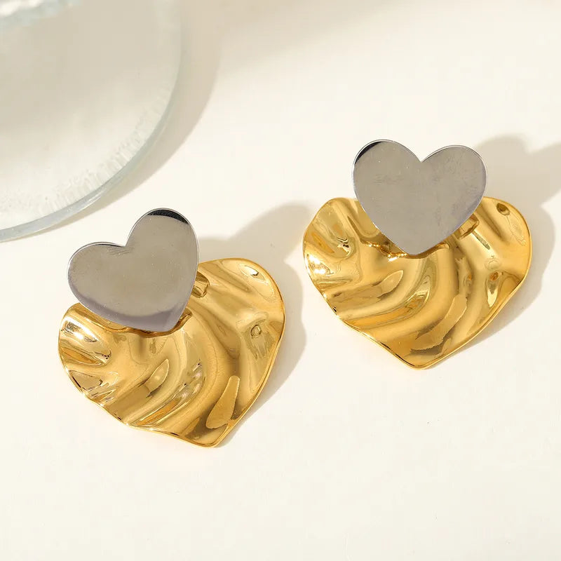 1 Pair Elegant Cute Romantic Heart Shape Plating 304 Stainless Steel 18K Gold Plated Ear Studs