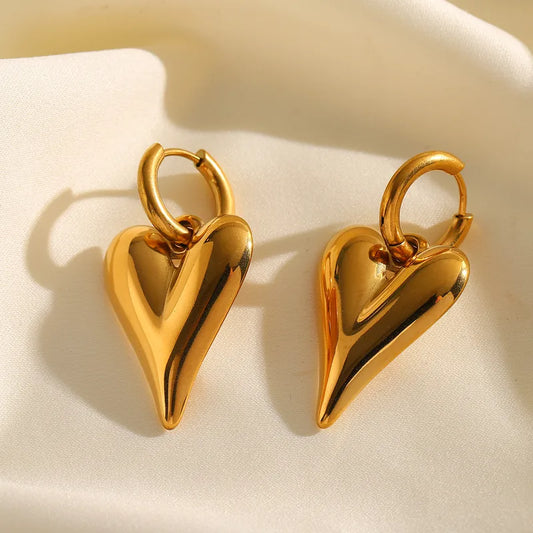1 Pair Elegant Cute Simple Style Heart Shape Plating 304 Stainless Steel 18K Gold Plated Earrings