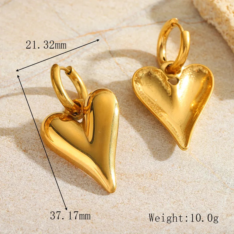 1 Pair Elegant Cute Simple Style Heart Shape Plating 304 Stainless Steel 18K Gold Plated Earrings