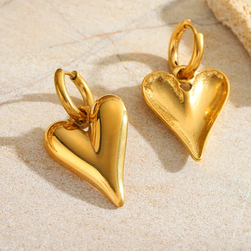 1 Pair Elegant Cute Simple Style Heart Shape Plating 304 Stainless Steel 18K Gold Plated Earrings