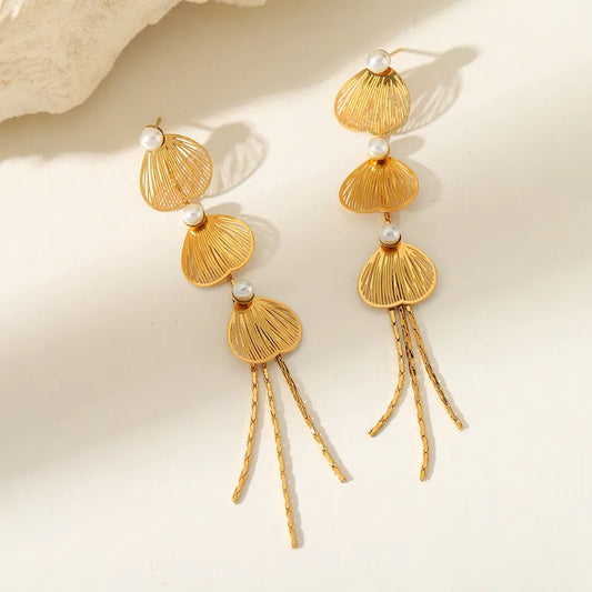 1 Pair Elegant Cute Simple Style Shamrock Geometric Flower Plating Inlay 304 Stainless Steel Imitation Pearl Zircon 18K Gold Plated Ear Studs