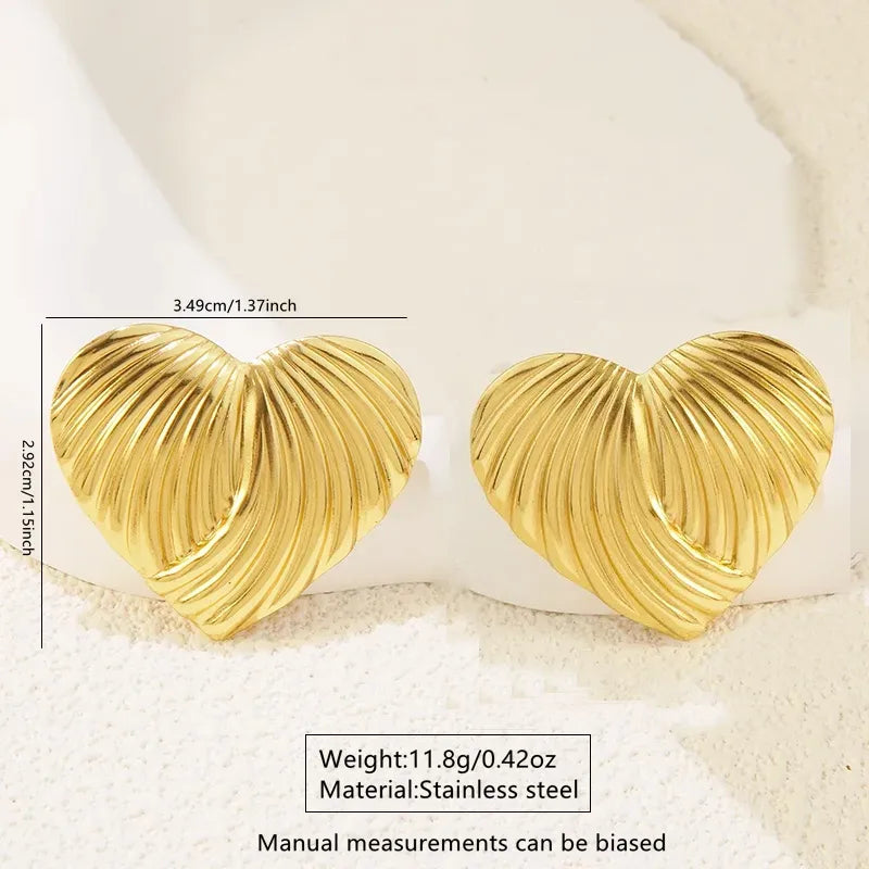 1 Pair Elegant French Style Sweet Heart Shape 304 Stainless Steel Imitation Gold Ear Studs