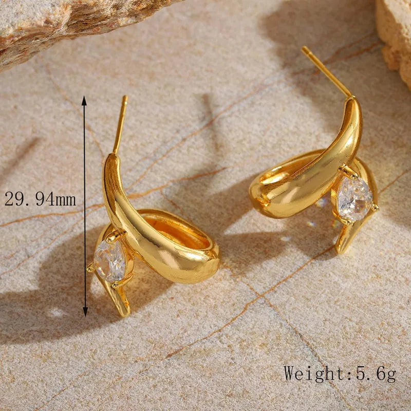 1 Pair Elegant Glam Artistic Geometric Inlay 304 Stainless Steel Zircon Ear Studs