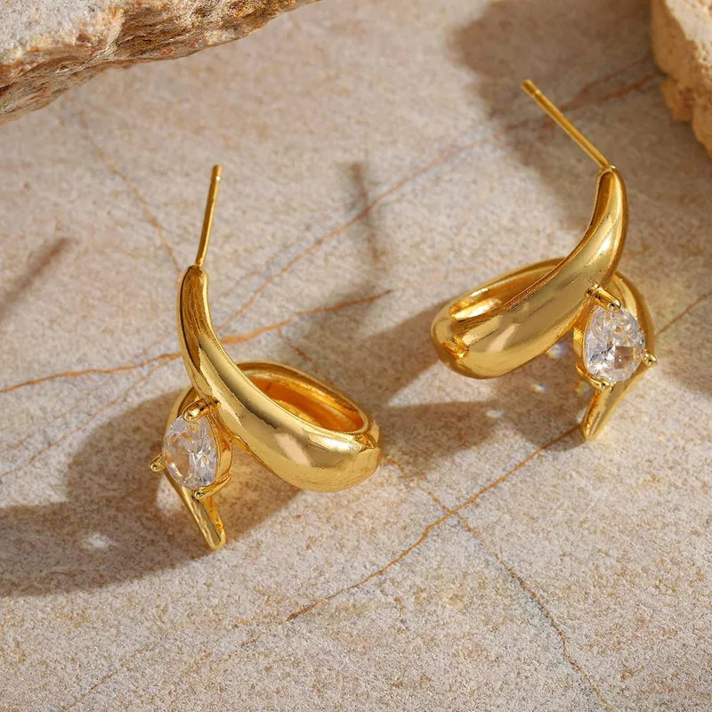 1 Pair Elegant Glam Artistic Geometric Inlay 304 Stainless Steel Zircon Ear Studs