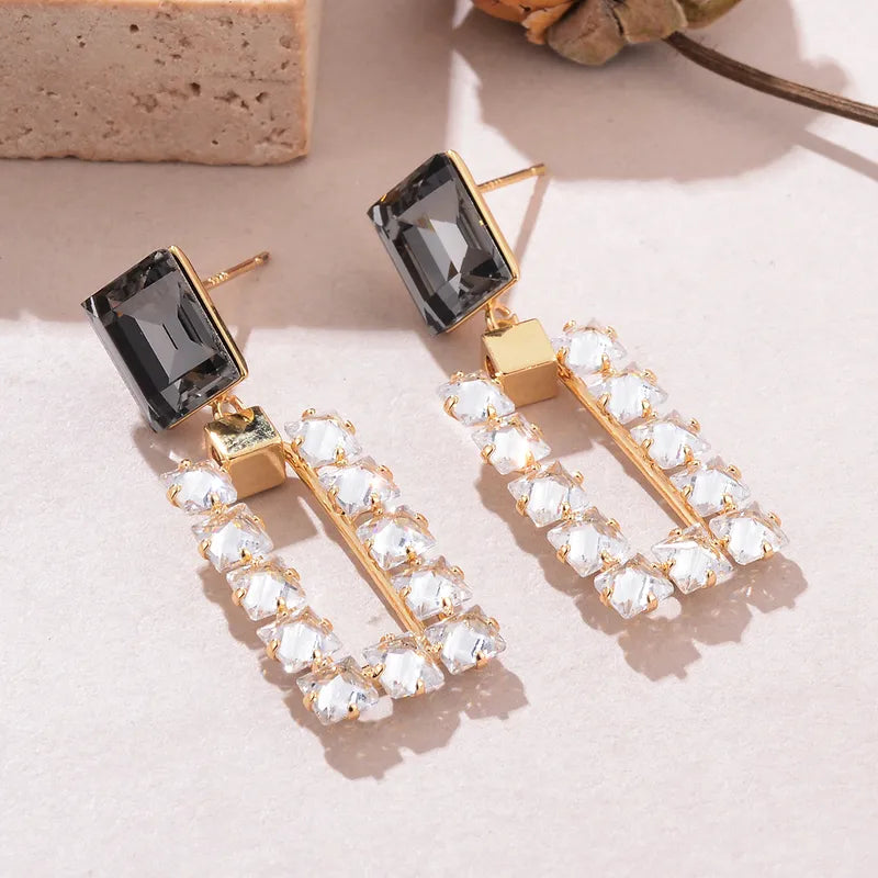1 Pair Elegant Glam Luxurious Geometric Water Droplets Copper Zircon 18K Gold Plated Electroplating Drop Earrings
