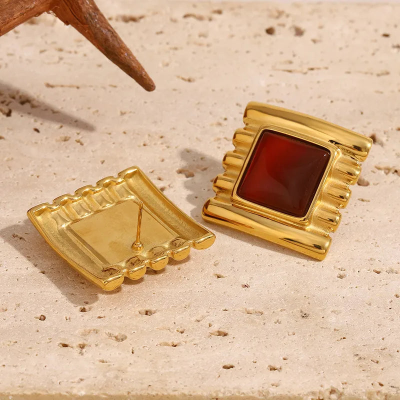 1 Pair Elegant Lady Geometric Plating 304 Stainless Steel Ear Studs