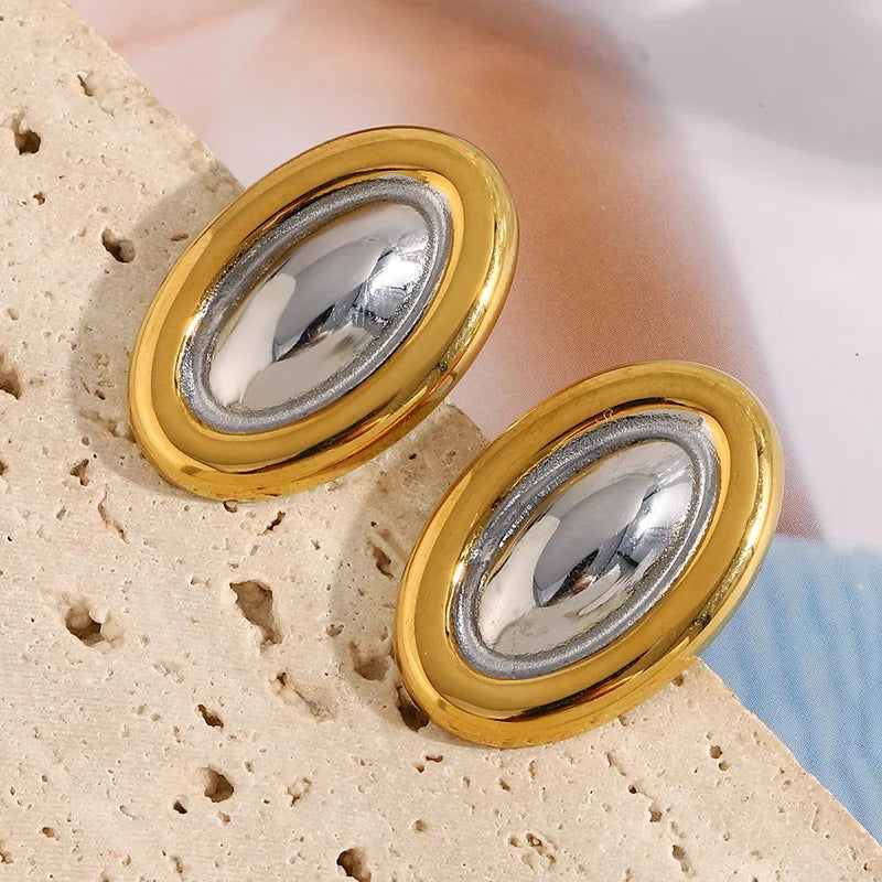 1 Pair Elegant Lady Simple Style Geometric Mixed Metal Plating 304 Stainless Steel Ear Studs