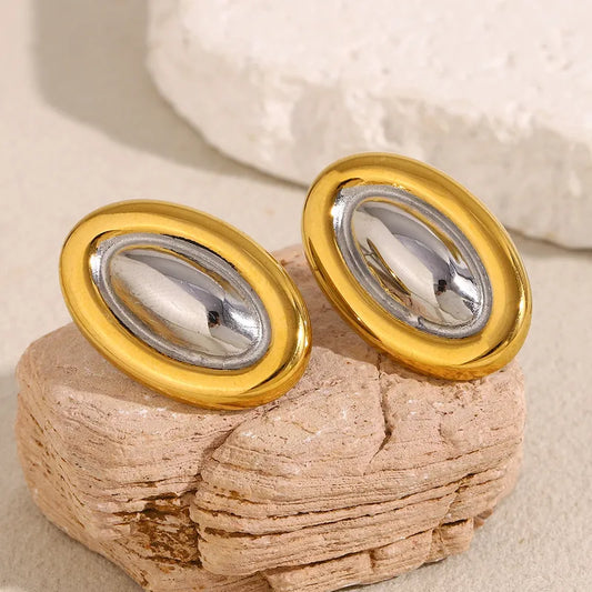 1 Pair Elegant Lady Simple Style Geometric Mixed Metal Plating 304 Stainless Steel Ear Studs