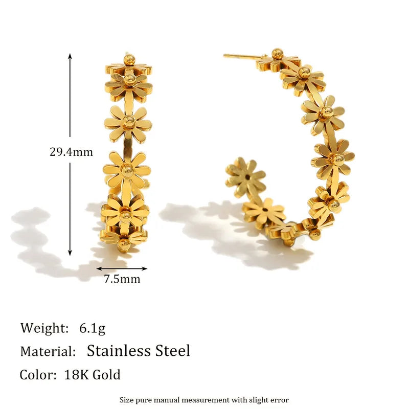 1 Pair Elegant Lady Streetwear Flower Plating 304 Stainless Steel Earrings