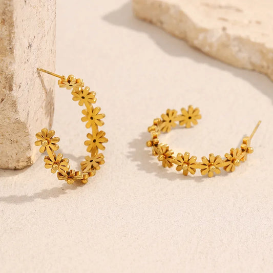 1 Pair Elegant Lady Streetwear Flower Plating 304 Stainless Steel Earrings