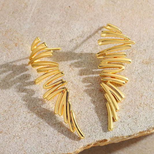 1 Pair Elegant Luxurious Artistic Geometric Leaves Solid Color Inlay 304 Stainless Steel Zircon Ear Studs