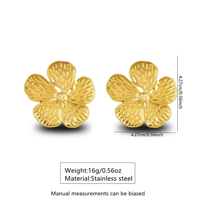 1 Pair Elegant Romantic Classic Style Flower 304 Stainless Steel Imitation Gold Earrings