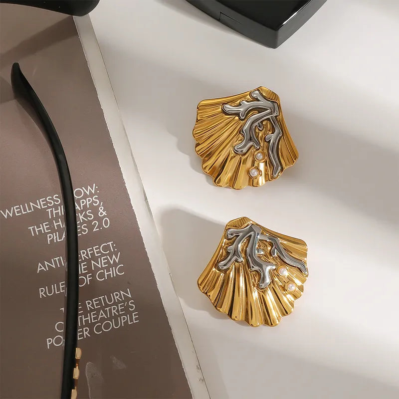 1 Pair Elegant Simple Style Classic Style Starfish Shell Plating 304 Stainless Steel 18K Gold Plated Ear Studs