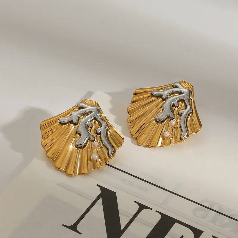 1 Pair Elegant Simple Style Classic Style Starfish Shell Plating 304 Stainless Steel 18K Gold Plated Ear Studs