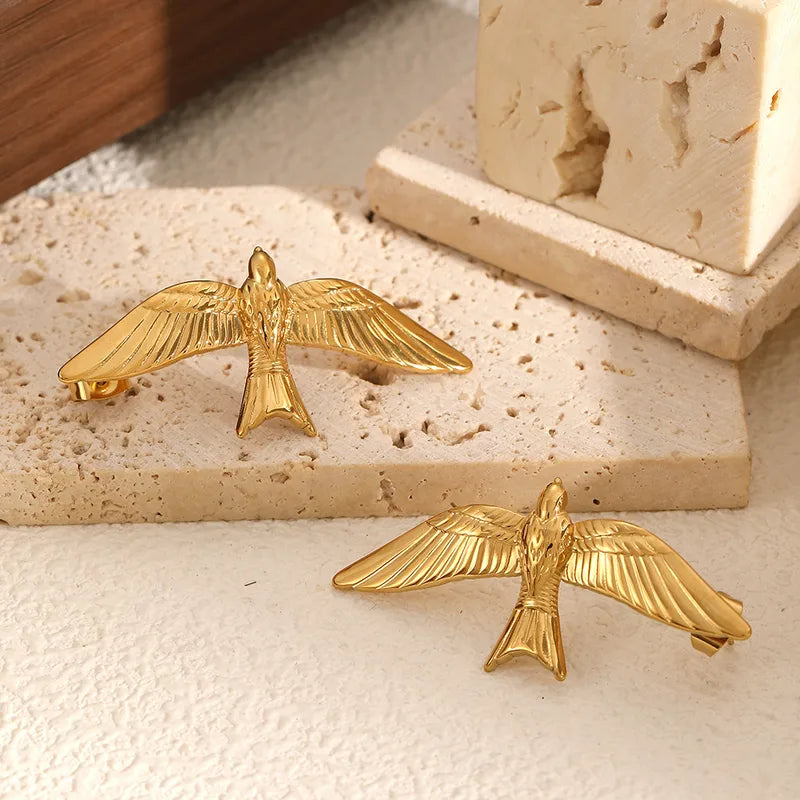1 Pair Elegant Sweet Bird Plating Titanium Steel Ear Studs