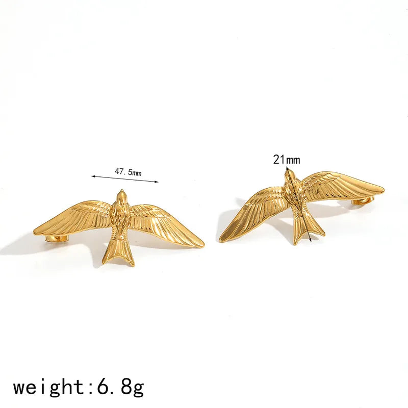 1 Pair Elegant Sweet Bird Plating Titanium Steel Ear Studs