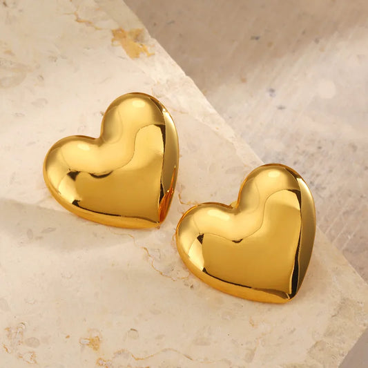 1 Pair Glam Hip-Hop Simple Style Heart Shape 304 Stainless Steel 18K Gold Plated Ear Studs