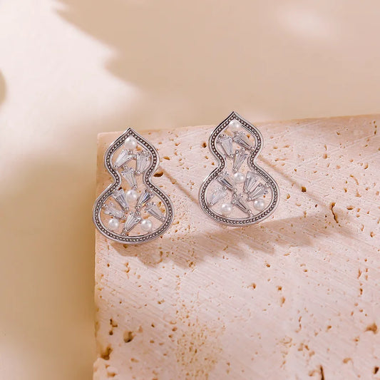 1 Pair Glam Romantic Gourd Copper Ear Studs