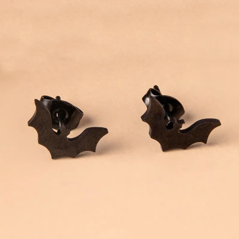 1 Pair Halloween Simple Style Bat 304 Stainless Steel Black Plated Ear Studs