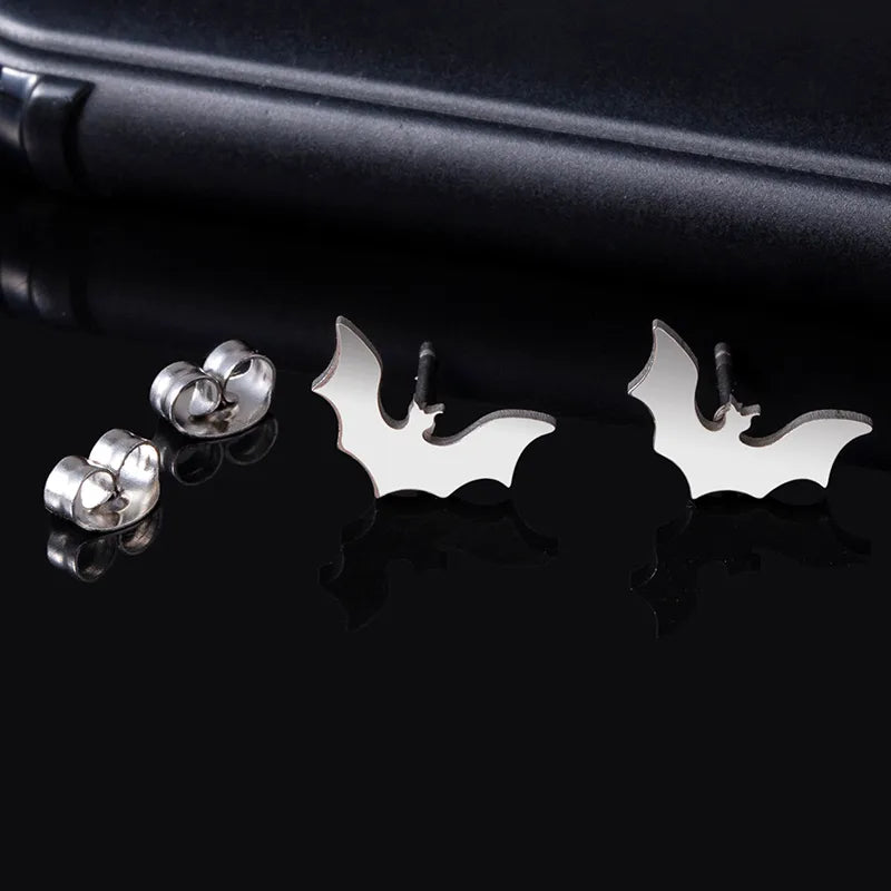 1 Pair Halloween Simple Style Bat 304 Stainless Steel Black Plated Ear Studs
