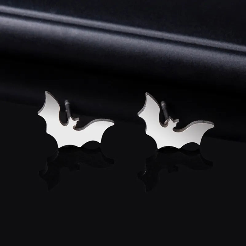 1 Pair Halloween Simple Style Bat 304 Stainless Steel Black Plated Ear Studs