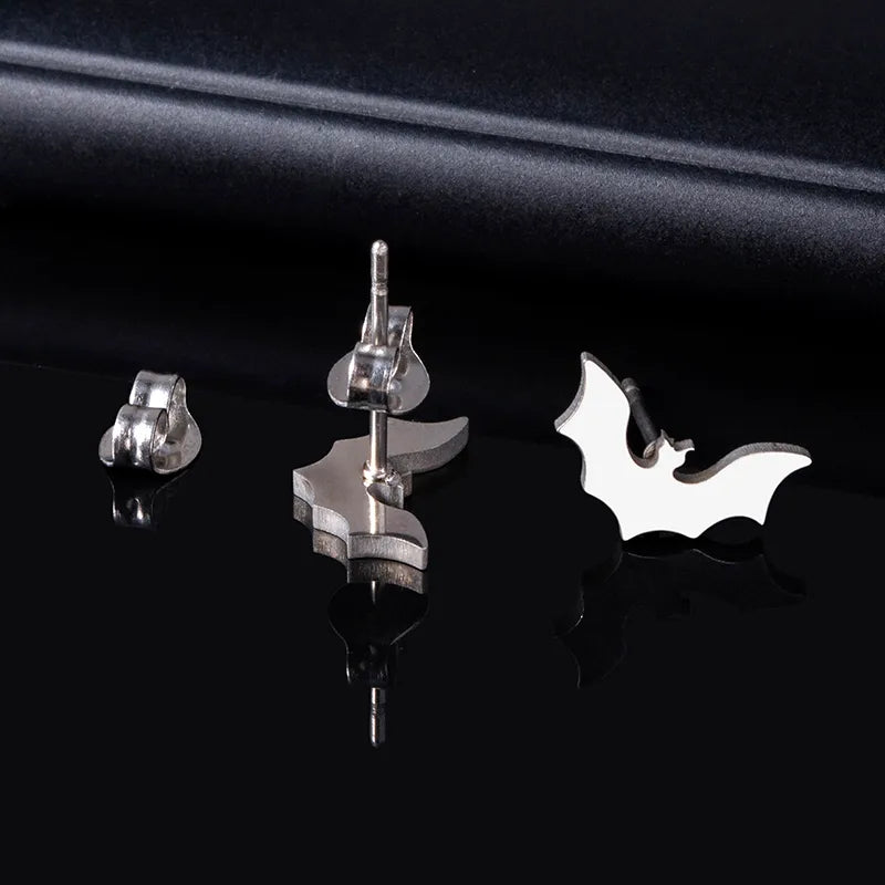 1 Pair Halloween Simple Style Bat 304 Stainless Steel Black Plated Ear Studs