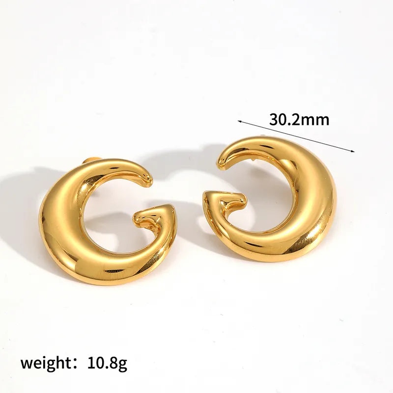 1 Pair IG Style Geometric Polishing Plating 304 Stainless Steel 18K Gold Plated Butterfly Backs Earrings